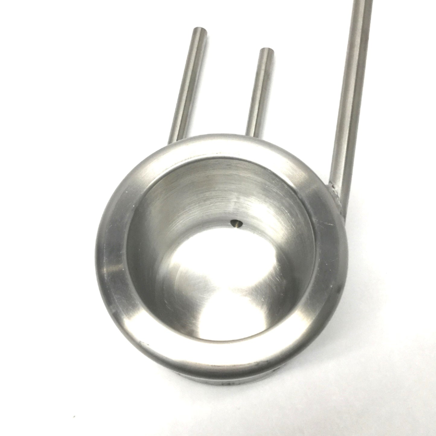 Used Jacketed Tempering Beaker, Stainless Steel, 400mL, Ø3" x 3.5" Cup, 3/8" OD Tube