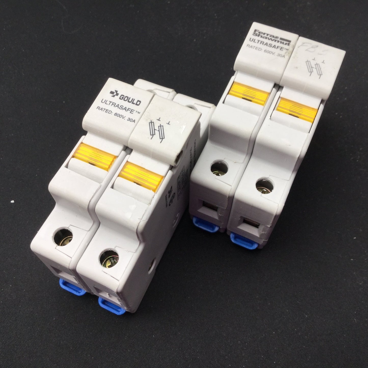 Used Lot of 2 Gould USM21 Fuse Holders, Terminal Rating 600V 30A, 2 Pole