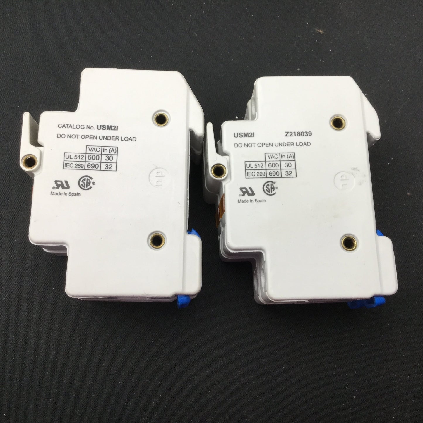 Used Lot of 2 Gould USM21 Fuse Holders, Terminal Rating 600V 30A, 2 Pole