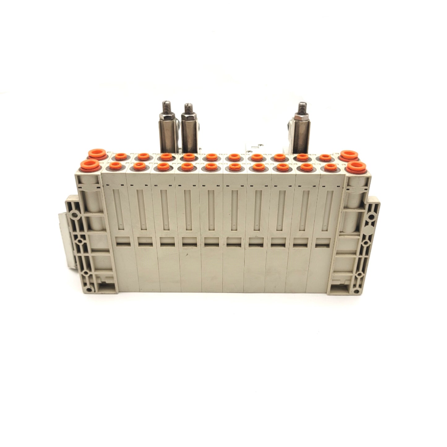 Used SMC Manifold With 10x 5-Port Solenoid Valves And 3x Interface Regulators