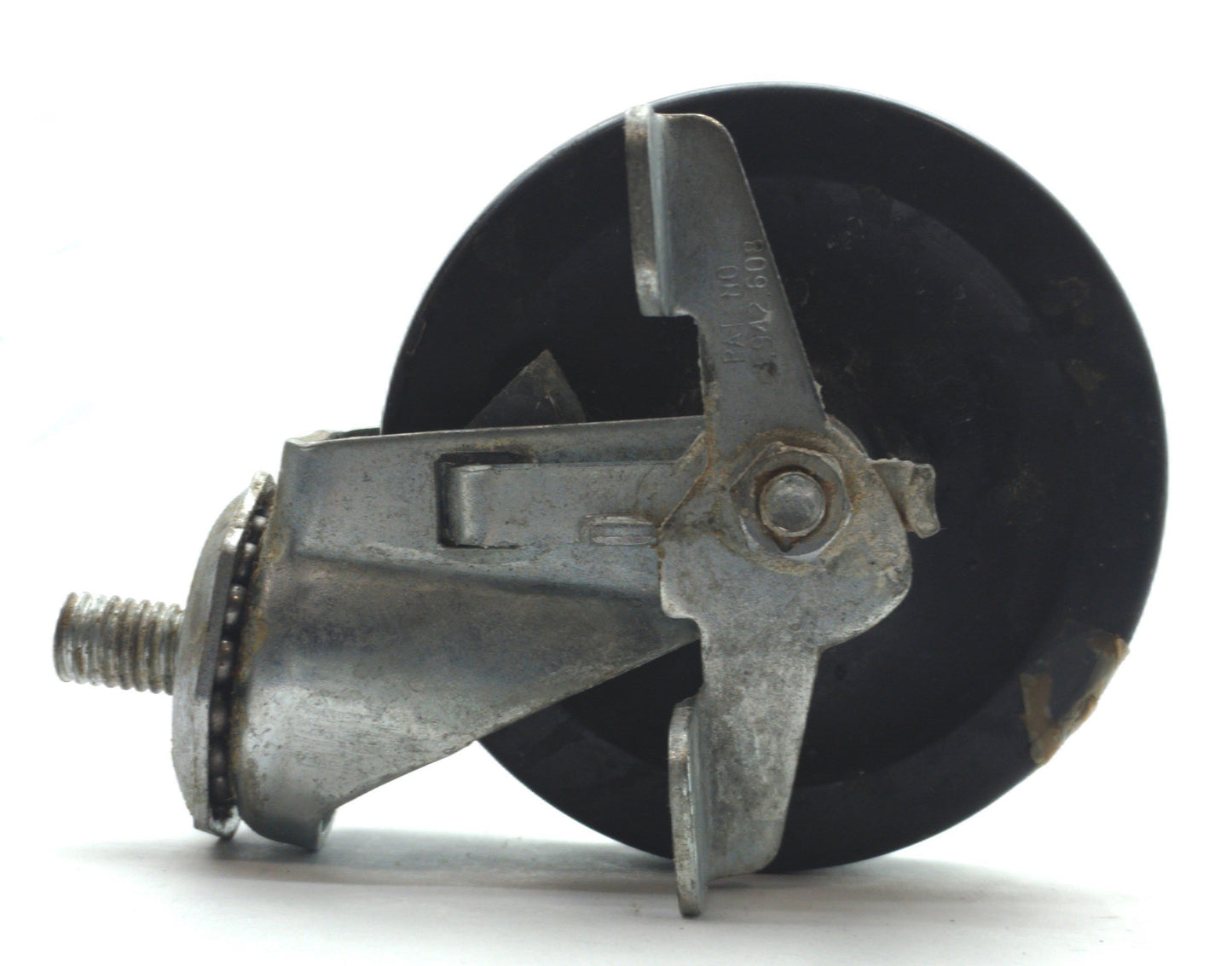 Used Lot of 4 Faultless Swivel Wheel Casters, 4" Dia. 1" Wide, 4 3/4" Height w/Brake