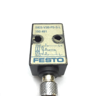Used Festo SIES-V3B-PS-S-L Inductive Proximity Sensor, 2mm Range, 10-30VDC, PNP 3-Pin
