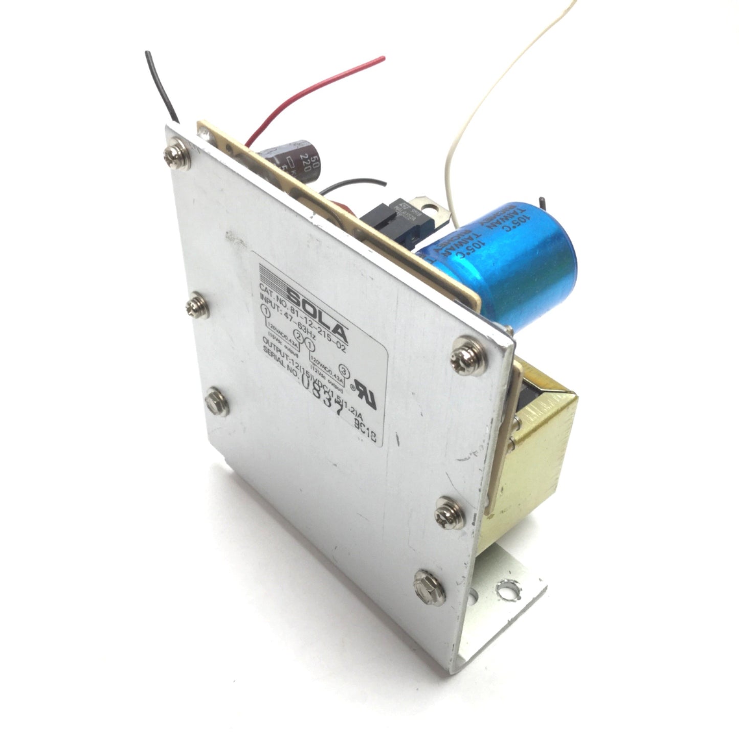 Used Sola 81-12-215-02 Power Supply, Input: 120VAC 0.43A, Output: 12/15VDC 1.5/1.2A