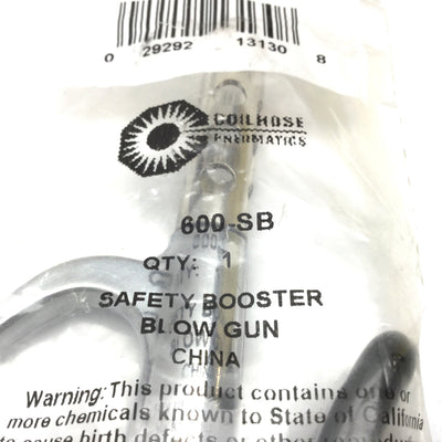 New Coilhose Pneumatics 600-SB Safety Booster Blow Gun, 1/4" NPT Inlet, 30psi Max