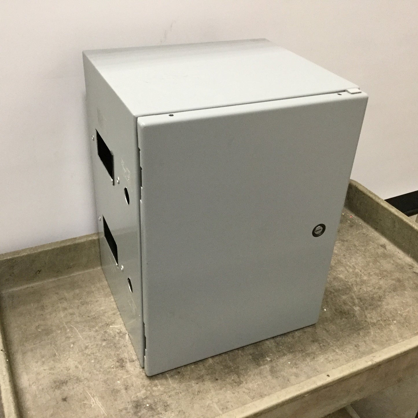 Used Hoffman CSD161210 Electrical Enclosure, 16" x 14" x 10", Steel, *Holes Added*