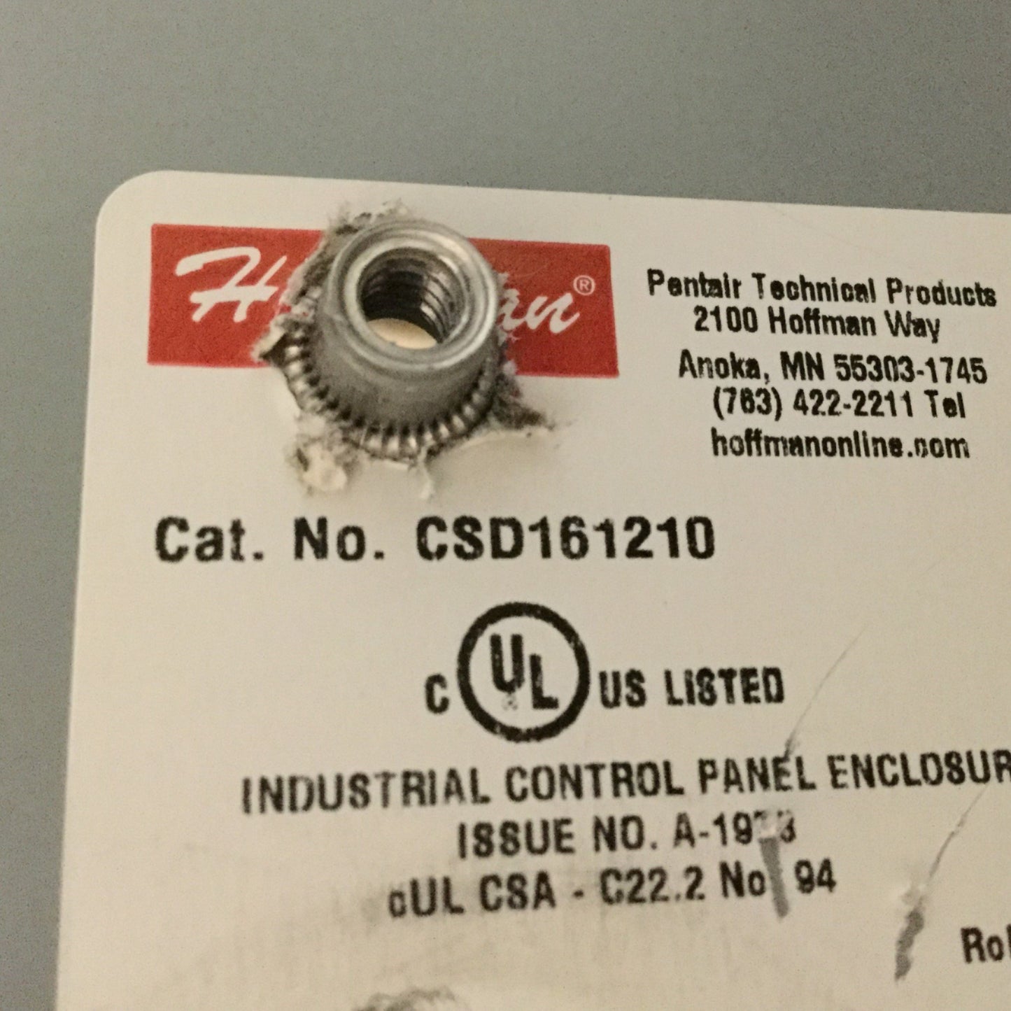 Used Hoffman CSD161210 Electrical Enclosure, 16" x 14" x 10", Steel, *Holes Added*