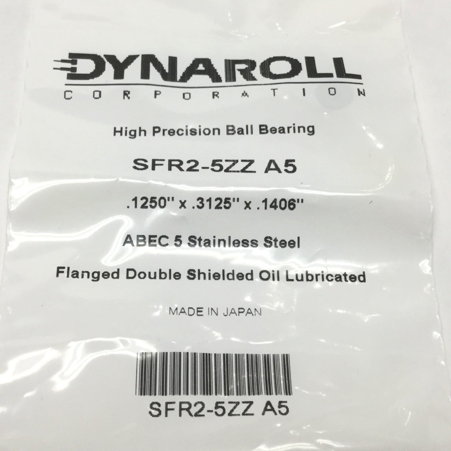New – Open box Lot of 4 Dynaroll SFR2-4ZZ A5 High Precision Flanged Ball Bearings SS, 5/16" OD