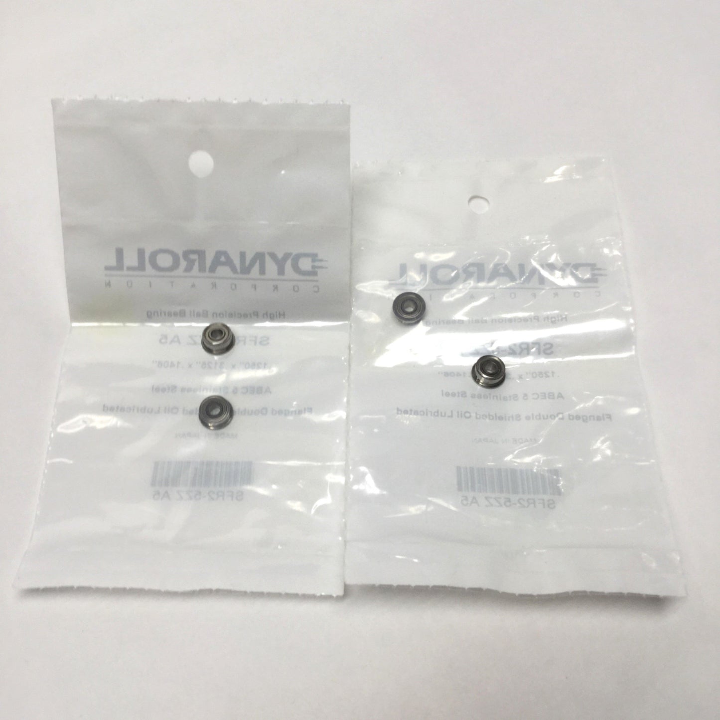 New – Open box Lot of 4 Dynaroll SFR2-4ZZ A5 High Precision Flanged Ball Bearings SS, 5/16" OD