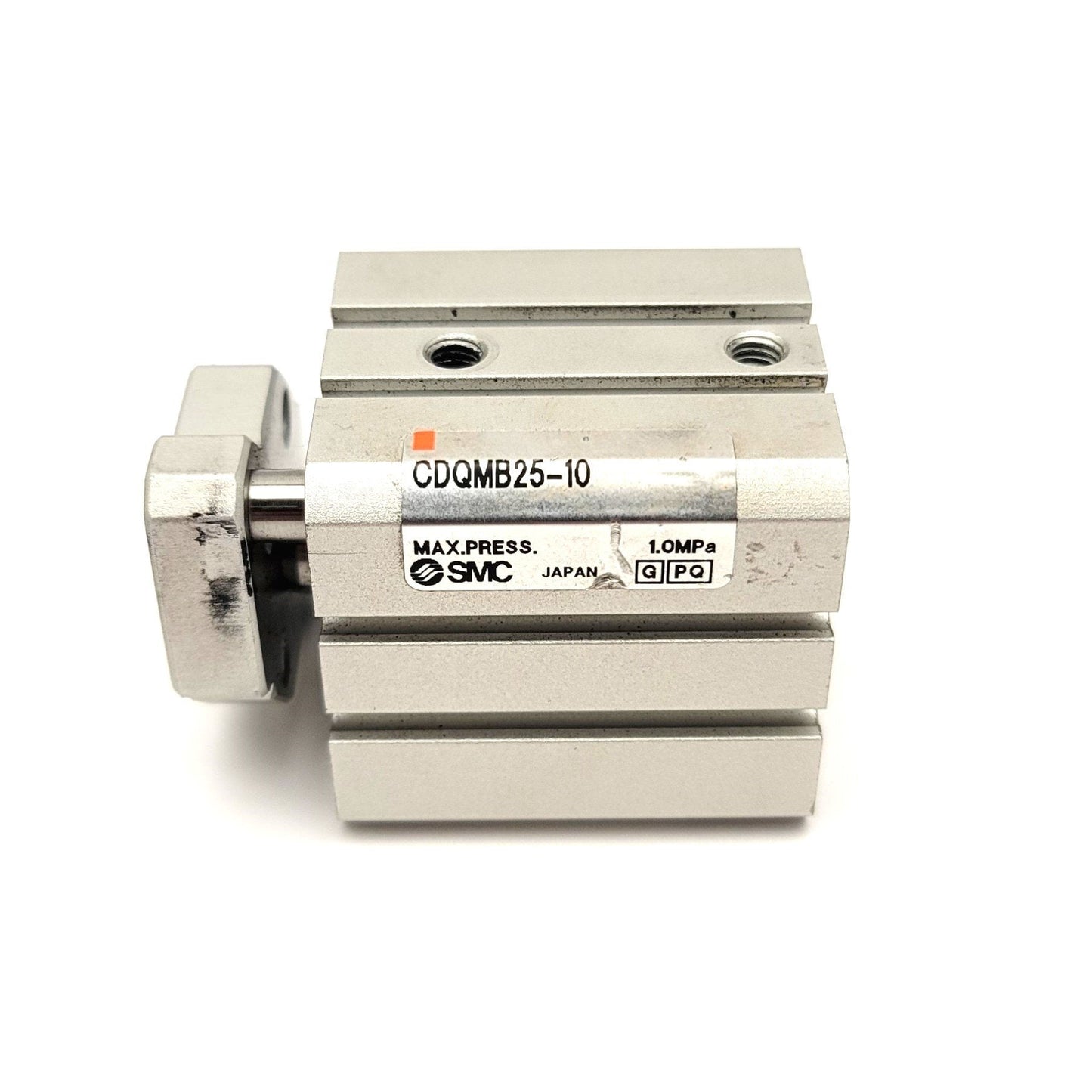 Used SMC CDQMB25-10 Compact Guide Rod Cylinder Bore: 25mm, Stroke: 10mm, 1.0 MPa Max