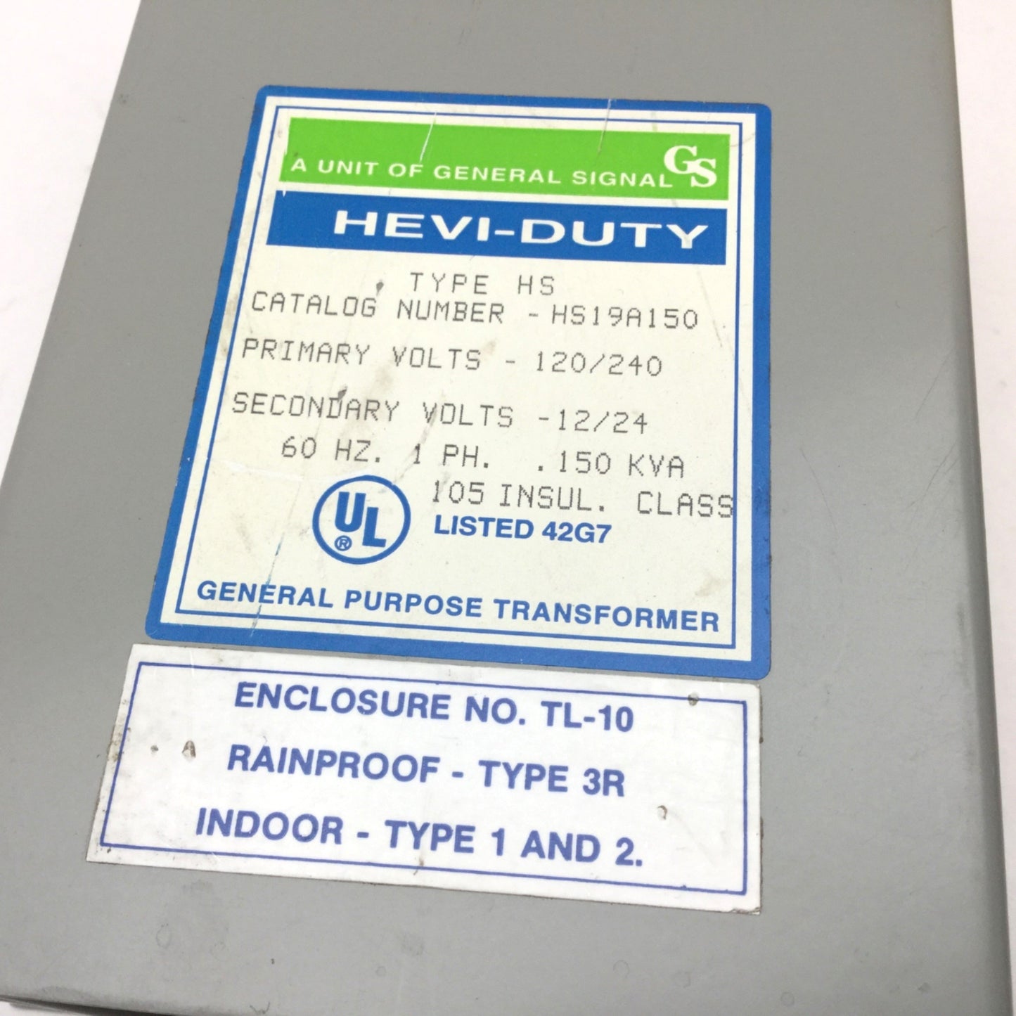 Used Hevi-Duty HS19A150 General Purpose Transformer, Pri 120/240V, Sec 12/24V, 150kVA