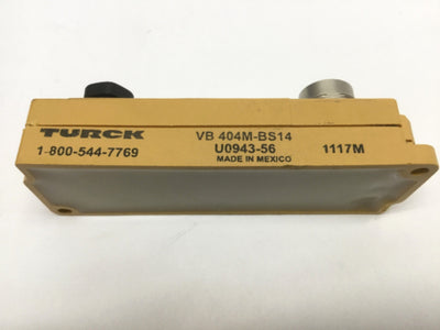 Used Turck VB 404M-BS14 MultiBox Junction Distribution Block 4-Port, 4-Pin Picofast