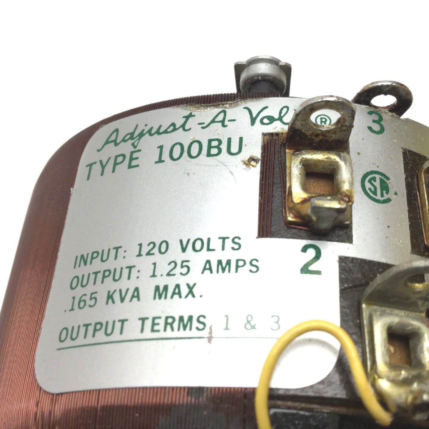 Used Staco 100BU Variable Auto Transformer, In: 120V, Out: 0-120/132V 1.25A, .165kVA