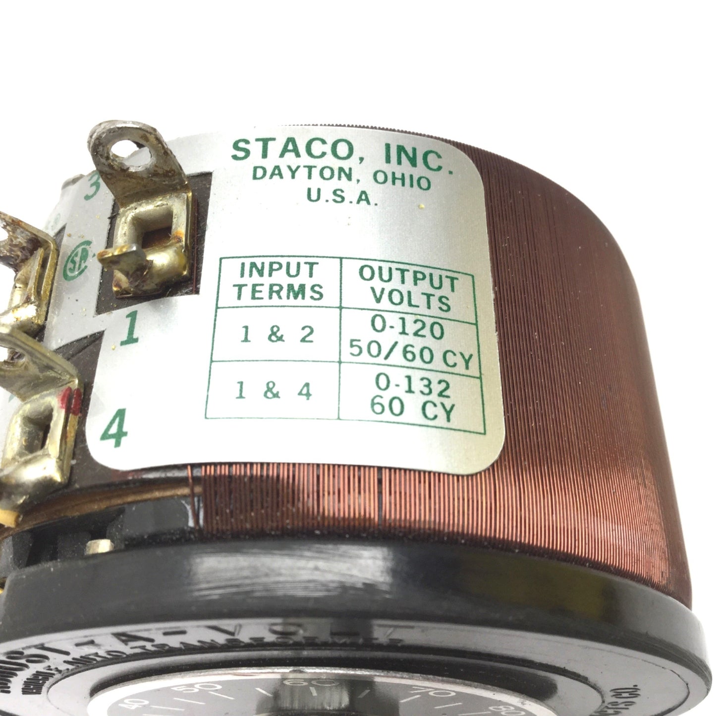 Used Staco 100BU Variable Auto Transformer, In: 120V, Out: 0-120/132V 1.25A, .165kVA