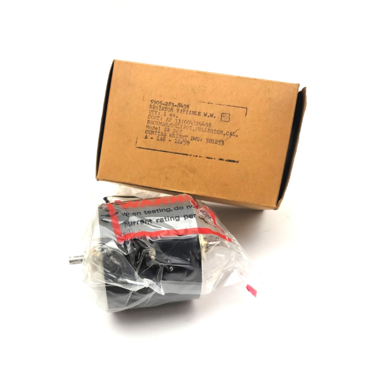 New Beckman SB265 5905-283-8436 Helipot Precision Potentiometer 10k Ohm, 15-Turn