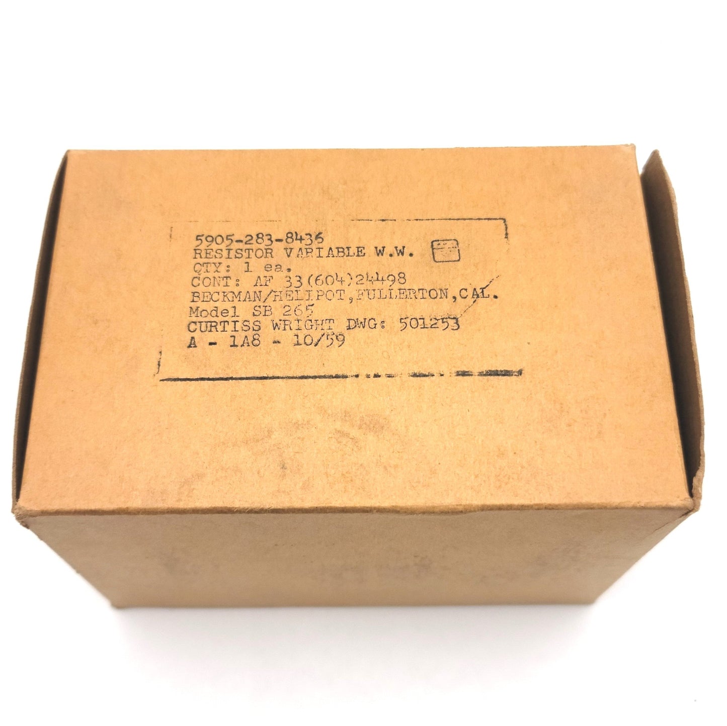 New Beckman SB265 5905-283-8436 Helipot Precision Potentiometer 10k Ohm, 15-Turn