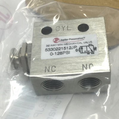 New Jupiter Pneumatics 5330221512JP Mini Palm Button Mechanical Valve 1/8" NPT 3-Way
