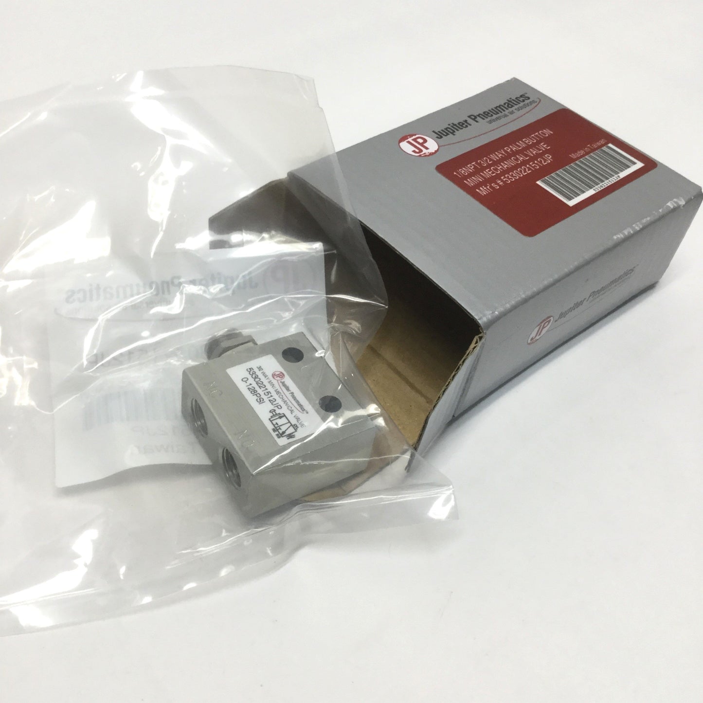 New Jupiter Pneumatics 5330221512JP Mini Palm Button Mechanical Valve 1/8" NPT 3-Way