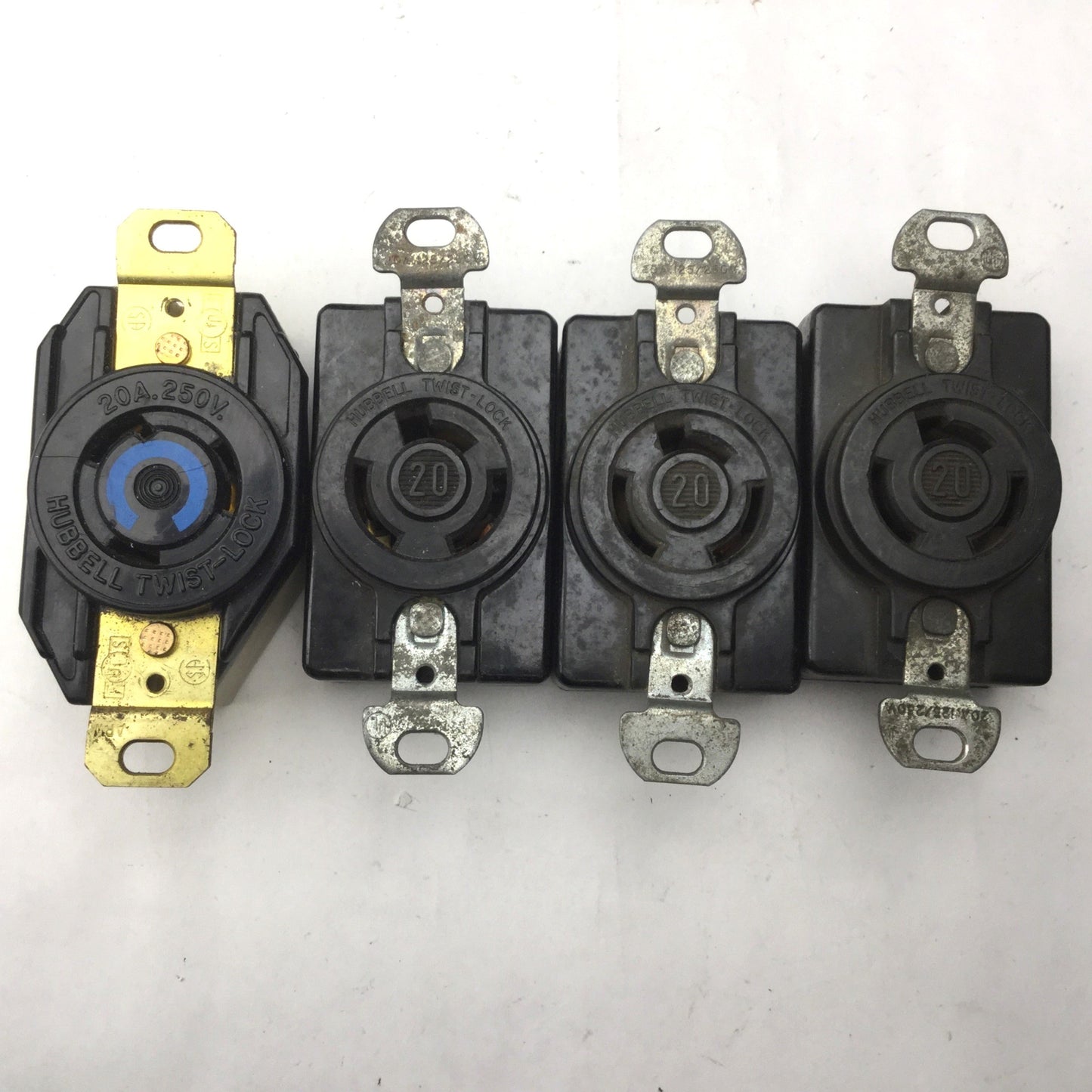 Used Lot of 6 Hubbell Twist & Lock Sockets, 4x 20A, 1x 30A, 1x 10A, 3 Pin