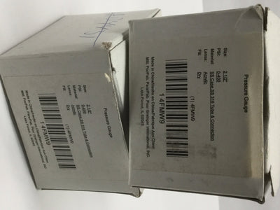 New – Open box Lot of 2 4FMW9 Pressure Gauges, 2-1/2" Stainless Steel, 0-400psi, 1/4" NPT
