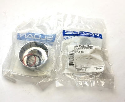 New Lot of 2 Sloan 0306132 Spud Coupling Assembly Chrome Plate Finish, 1" x 2-1/2"