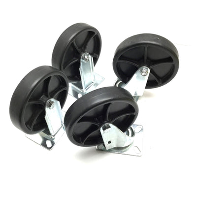 New – Open box Lot of 4 Casters, 2x Swivel 2x Rigid, Wheel Diameter: 6", Plate: 3.125" x 4.125"