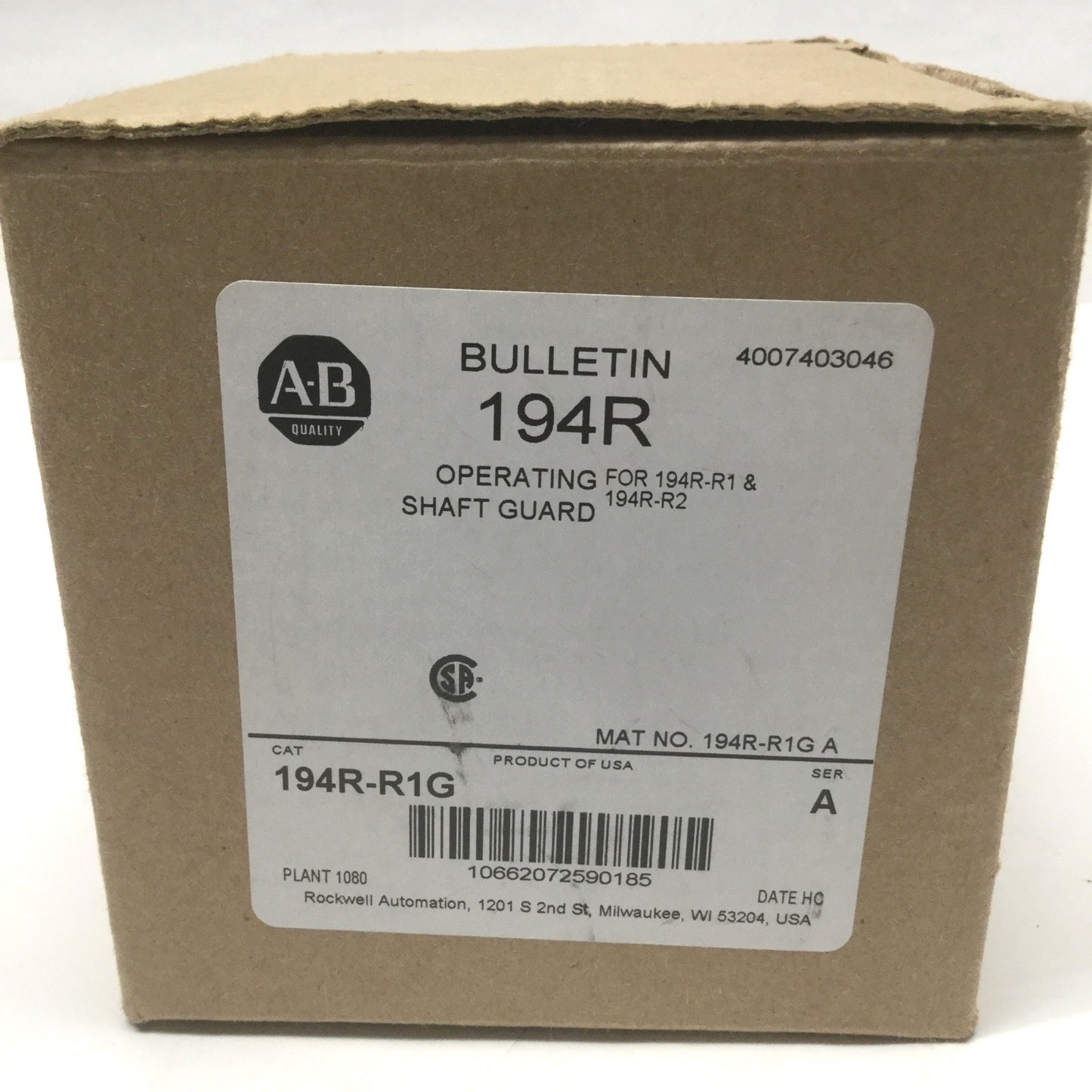 New – Open box Lot of 4 Allen Bradley 194R-R1G Operating Shaft Guard, For 194R-R1 & 194R-R2