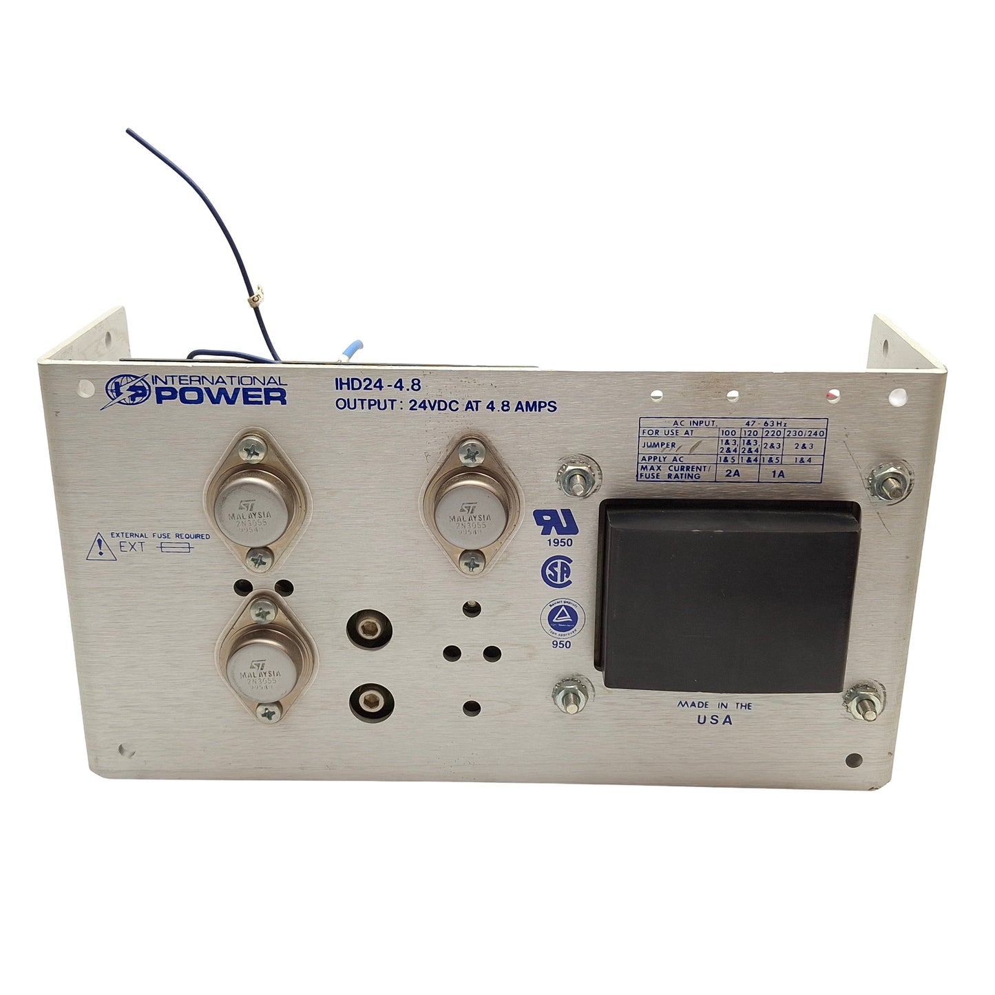 Used International Power IHD24-4.8 Power Supply In: 100-240VAC Out: 24VDC 4.8A