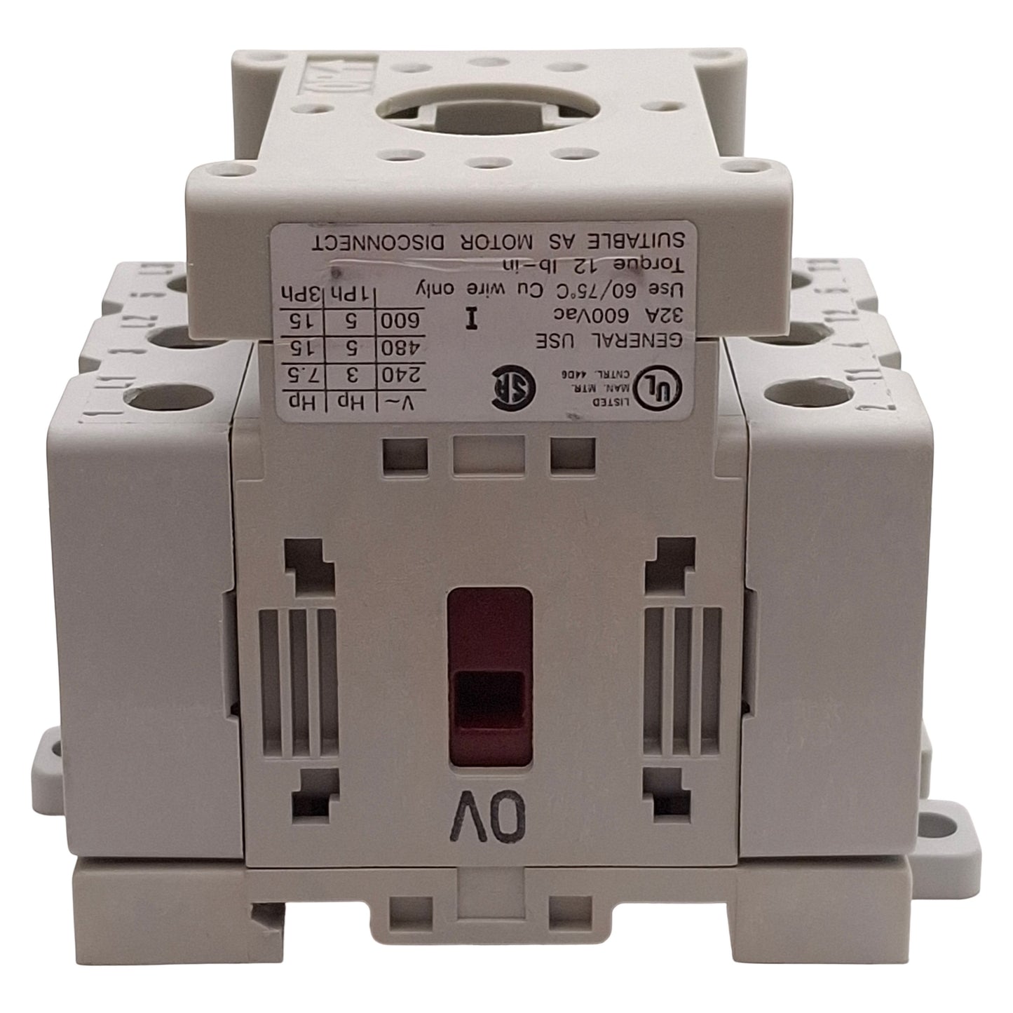 Used Sprecher + Schuh LA7-32-1753 Motor Disconnect Switch, 3-Pole, 32A 600VAC Rating