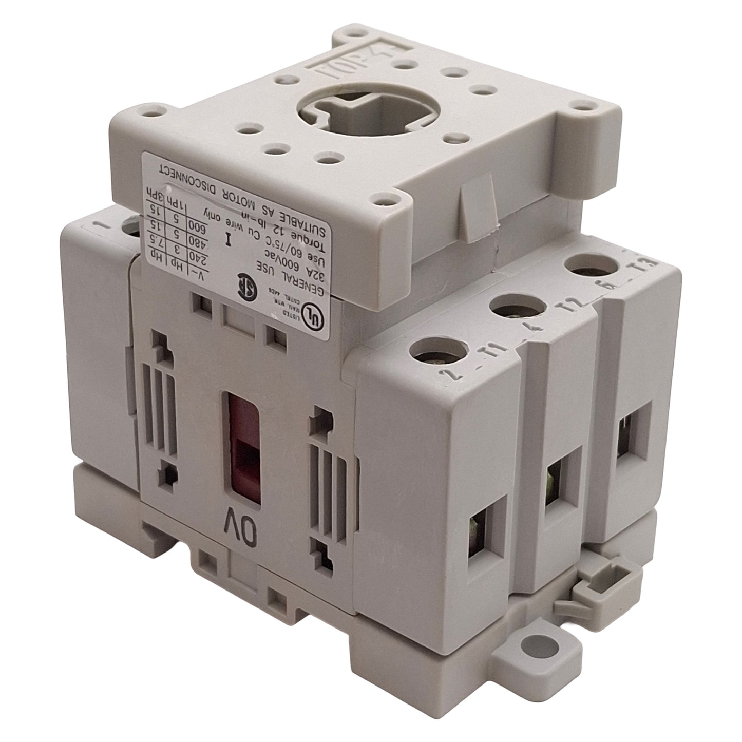 Used Sprecher + Schuh LA7-32-1753 Motor Disconnect Switch, 3-Pole, 32A 600VAC Rating