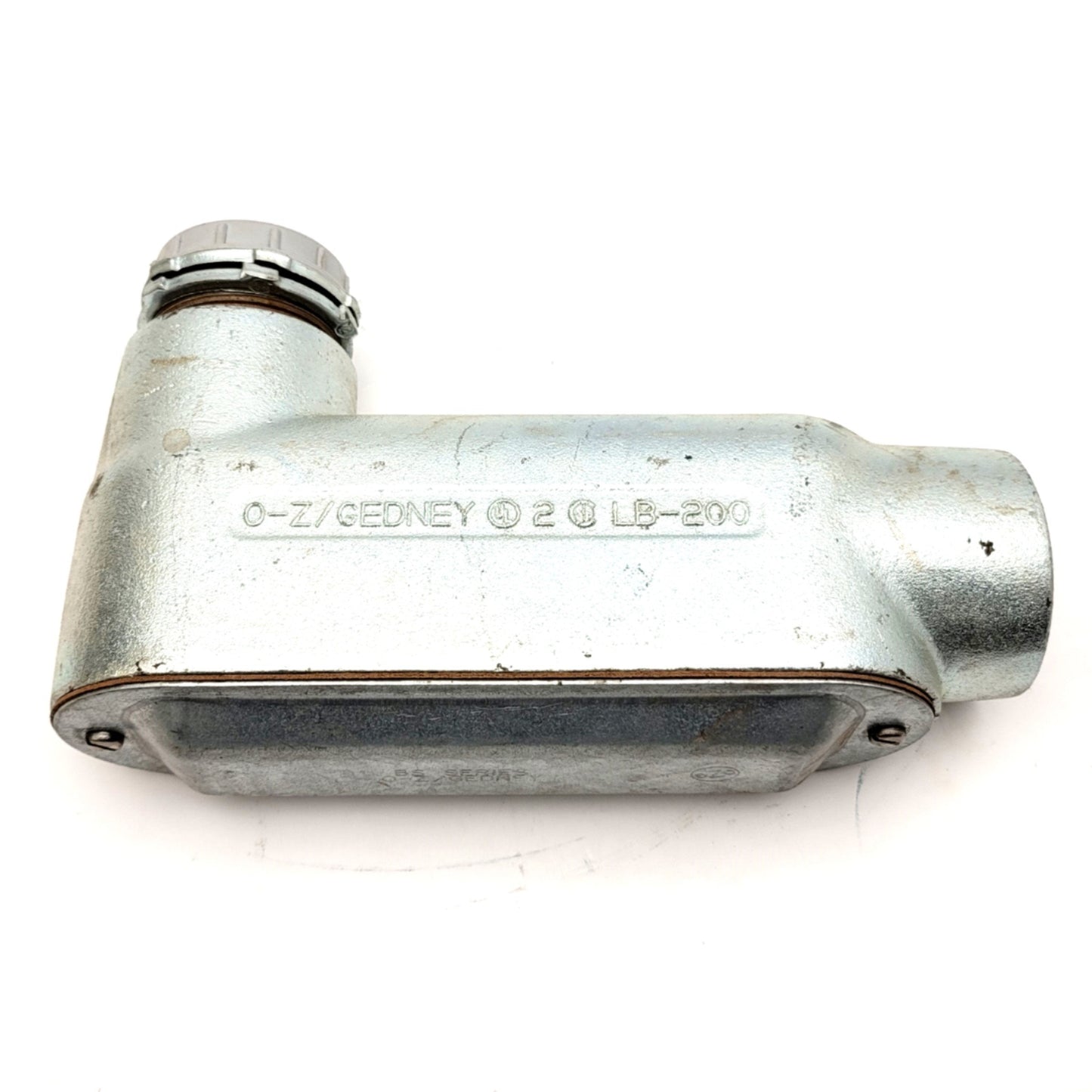 Used 0-Z/Gedney LB-200 Type LB Right Angle Conduit Body, 2" FNPT, 77.5cu-in