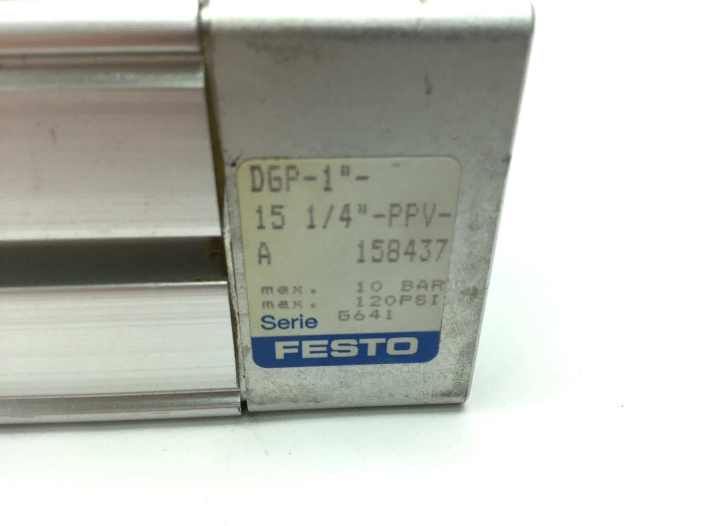 Used Festo DGP-1"-151/4"-PPV-A Rodless Linear Actuator ID 1" Stroke 15-1/4", Cushion