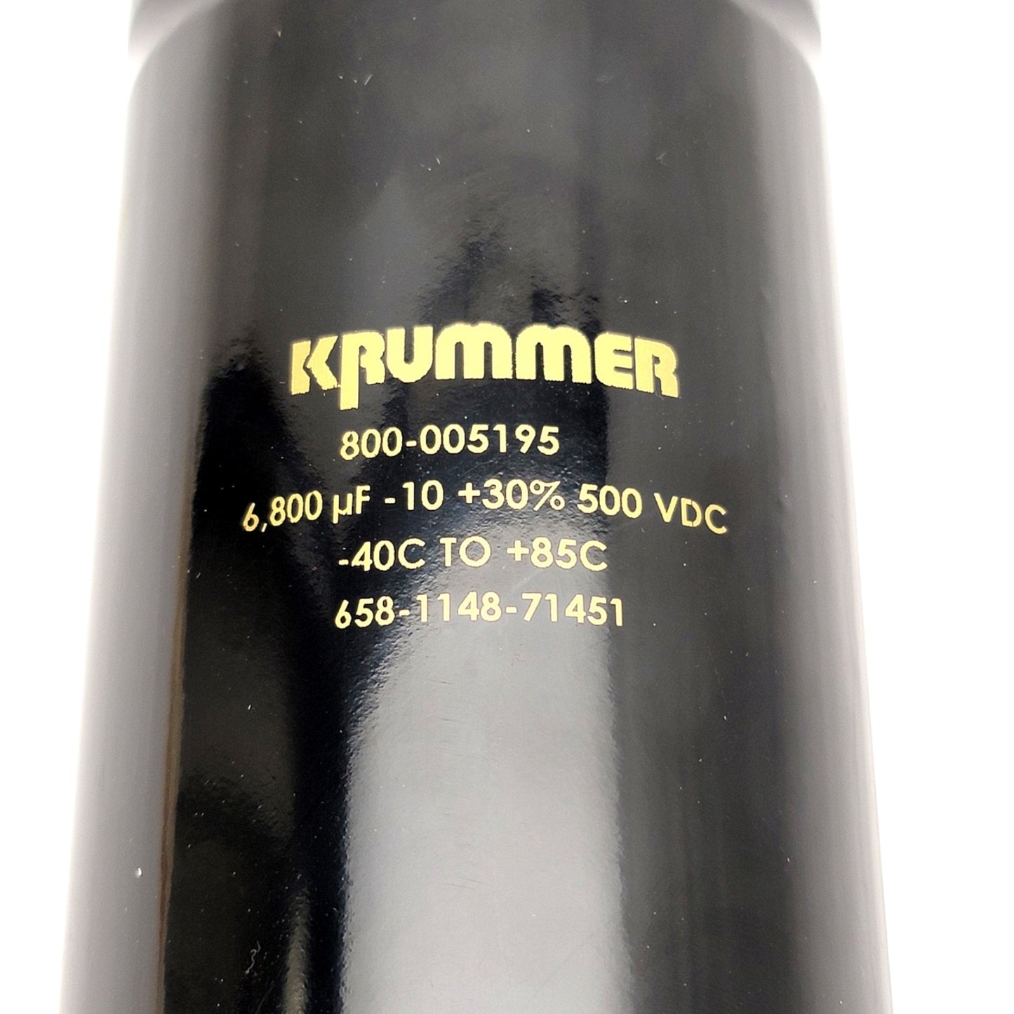 Used Krummer 800-005195 Aluminum Electrolytic Capacitor 6,800µF -10 +30% 500VDC
