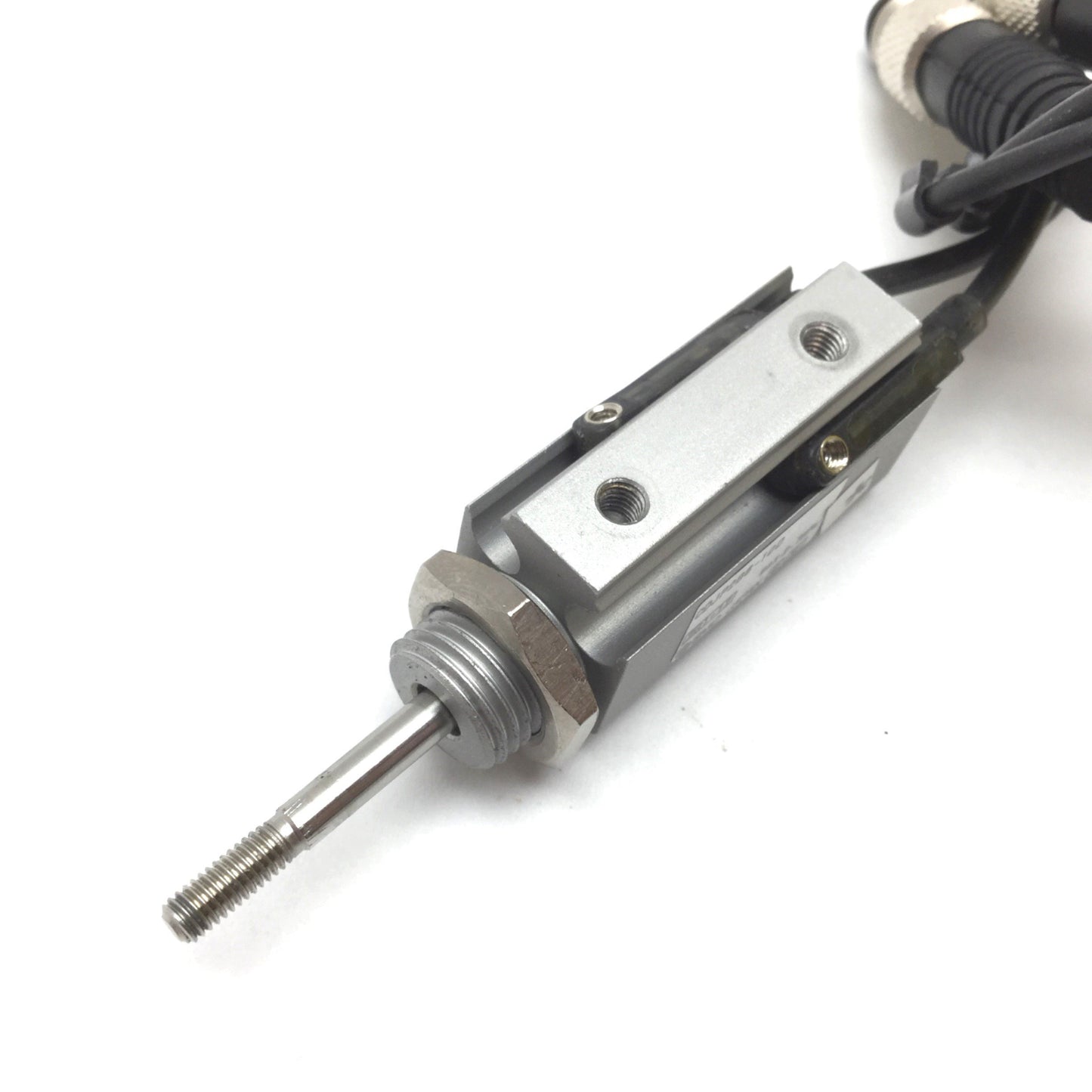 Used SMC CDJP2B6-10D Pneumatic Pin Cylinder, Bore: 6mm, Stroke: 10mm, W/ 2x Sensors