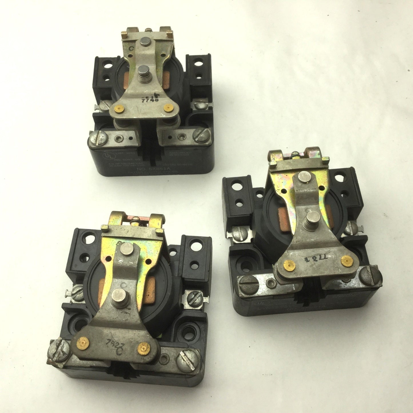 Used Lot of 3 Dayton Electric Relays, 2x 5X851A, 1x 5X850A, 3A, 30A, 1-1/2HP