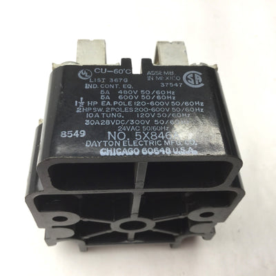 Used Dayton 5X846A 8-Pin Surface Open Power Relay, 5A @ 480V/600V 50/60 Hz