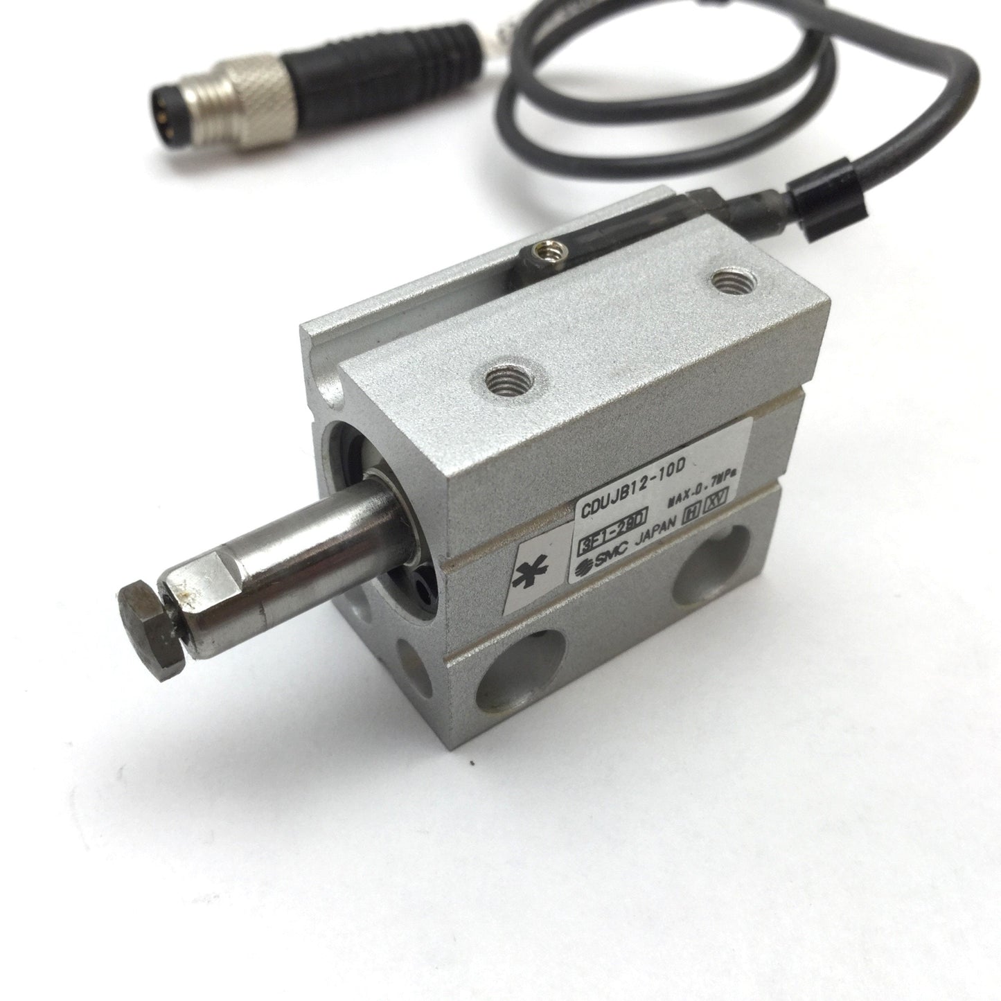 Used SMC CDUJB12-10D Free Mount Cylinder, Bore: 12mm, Stroke: 10mm, Lateral W/ Sensor