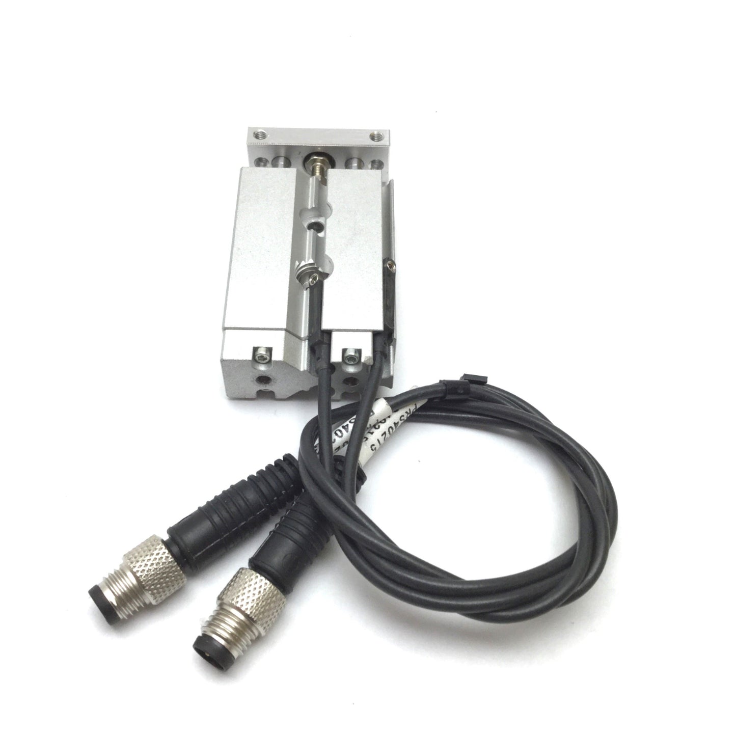 Used SMC CXSJM6P-10 Dual Rod Cylinder, Bore: 6mm, Stroke: 10mm, M3x0.5, W/ 2x Sensors