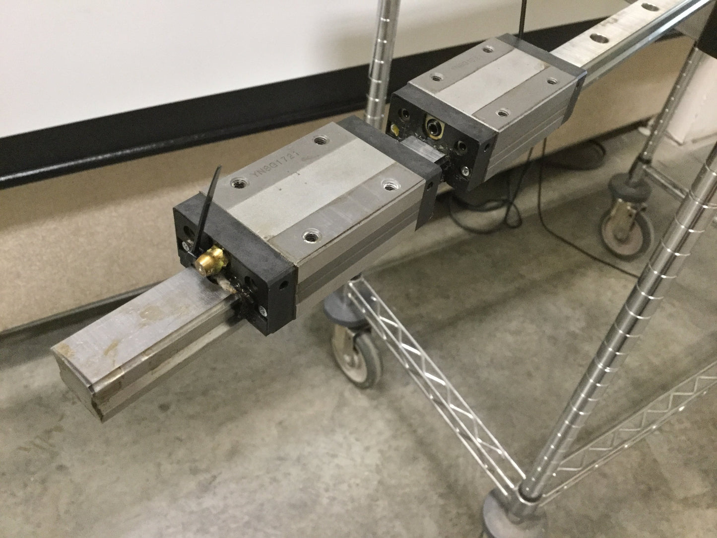 Used IKS SHS20-2100 Linear Actuator Rail Length 83" & 2 Bearing Blocks 2.25" x 1.75"