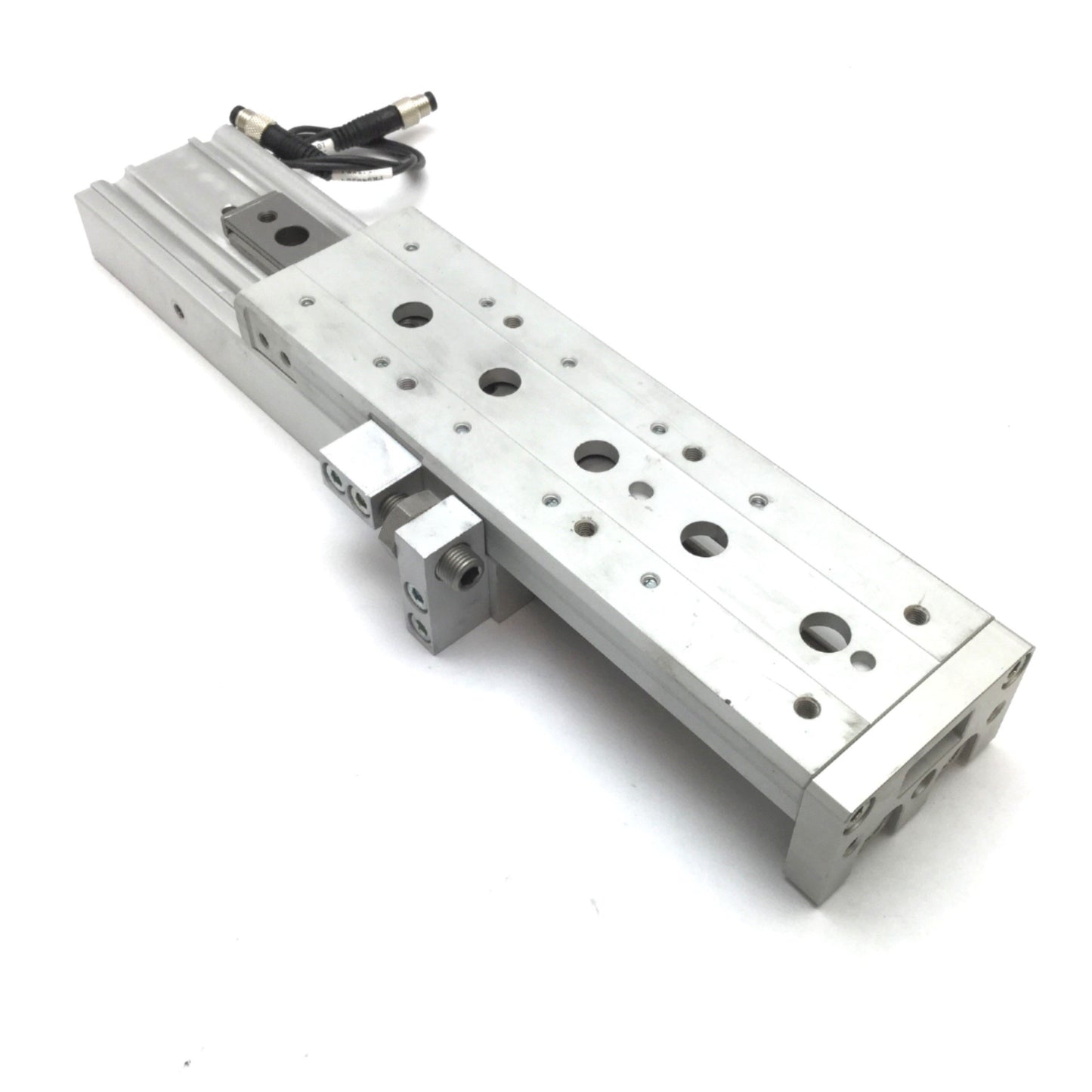 Used SMC MXS16-100 Dual Rod Slide Table, Bore 16mm, Stroke 100mm, M5x0.8, 2x Sensors