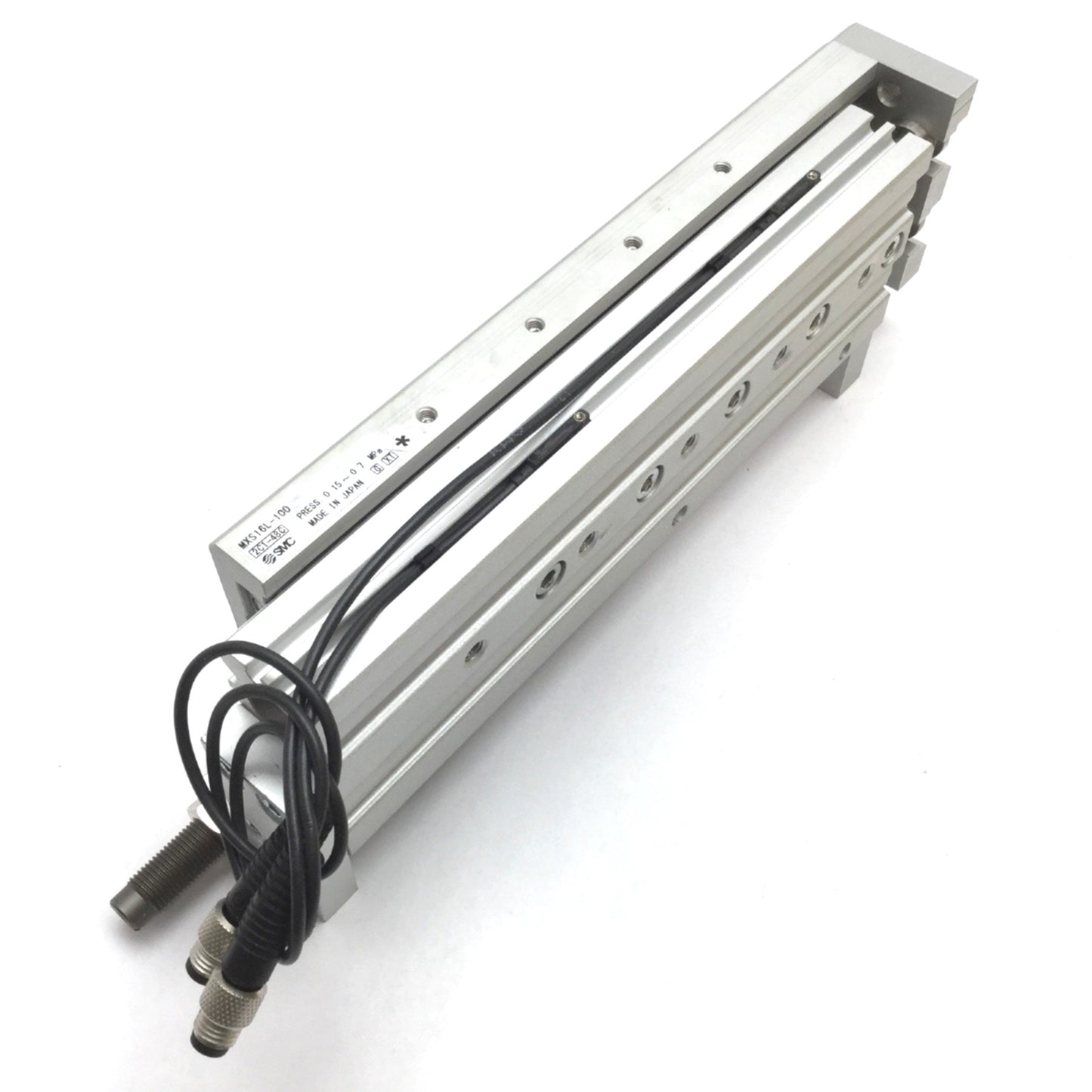 Used SMC MXS16L-100 Dual Rod Slide Table, Bore: 16mm, Stroke: 100mm M5x0.8 2x Sensors
