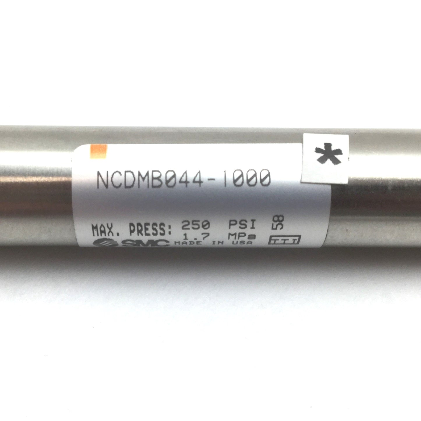 Used SMC NCDMB044-1000 Pneumatic Cylinder, Bore: 7/16", Stroke: 10", 250psi, 10-32