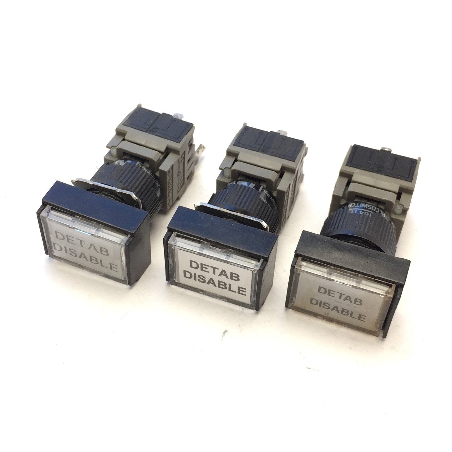Used Lot of 3 Alcoswitch 164TL5 Maintained Illuminated Rectangular Pushbutton 5A 250V