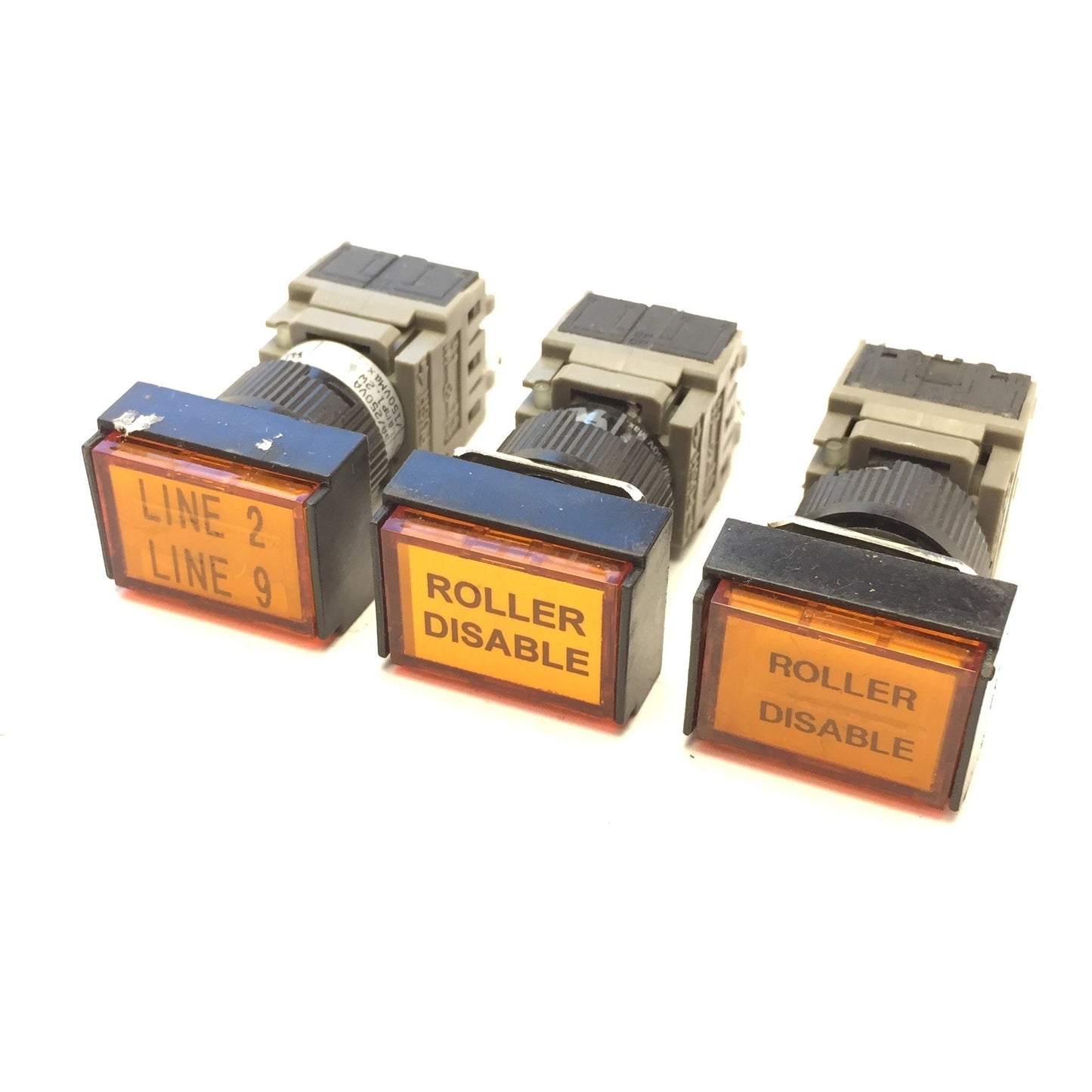 Used Lot of 3 Alcoswitch 164TL5 Maintained Illuminated Rectangular Pushbutton 5A 250V