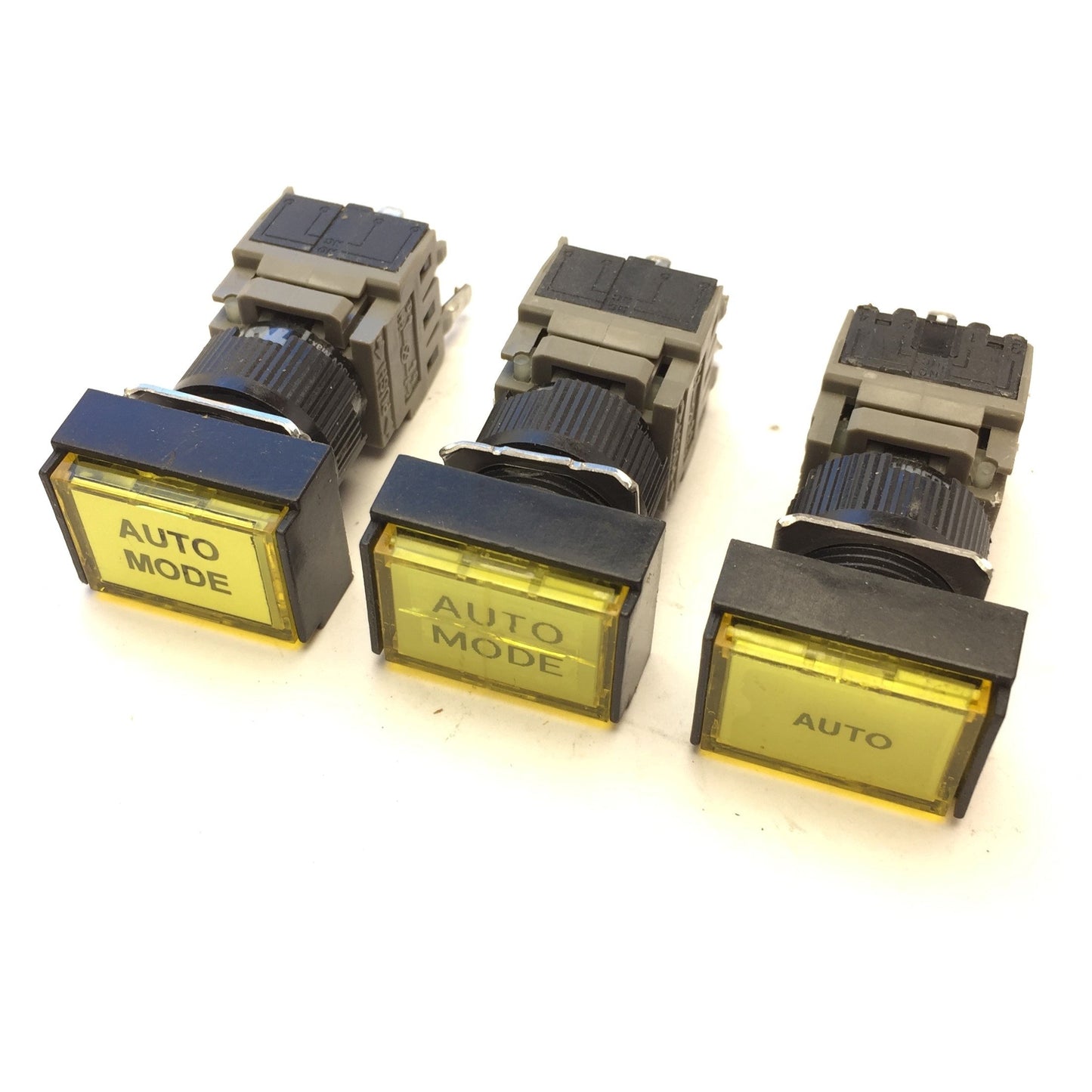 Used Lot of 3 Alcoswitch 164TL5 Maintained Illuminated Rectangular Pushbutton 5A 250VAC