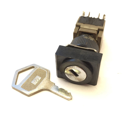 Used Alcoswitch 164J Maintained 2-Position Rotary Key Lock Selector Switch, 5A 250VAC