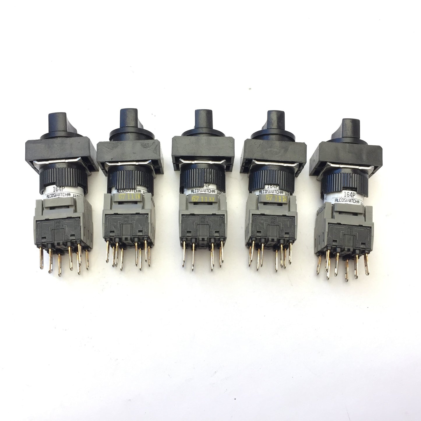 Used Lot of 5 Alcoswitch 164P Maintained 3-Position Rotary Selector Switch, 5A 250VAC