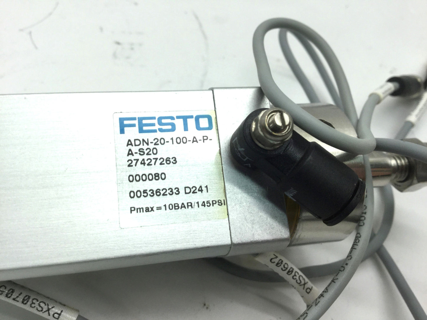 Used Festo ADN-20-100-A-P-A-S20 Pnumatic Cylinder Hollow Rod D 20mm S 100mm 3x Sensor