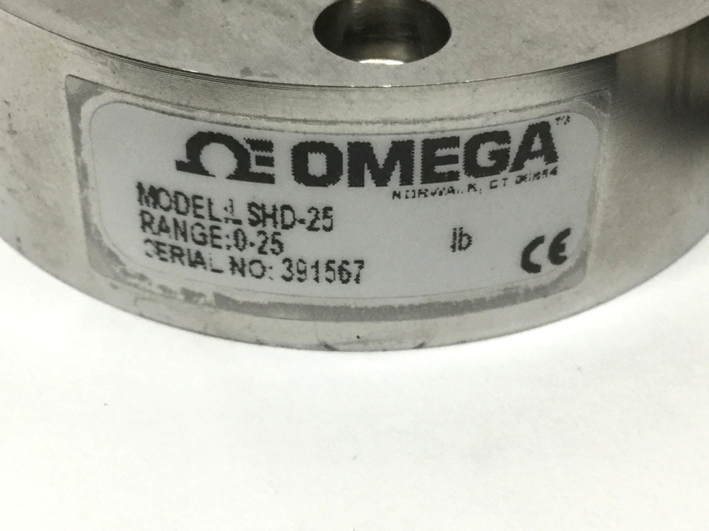 Used Omega LSHD-25 Submersible Waterproof Load Cell Tension/Compression 25lbf, 2mV/V