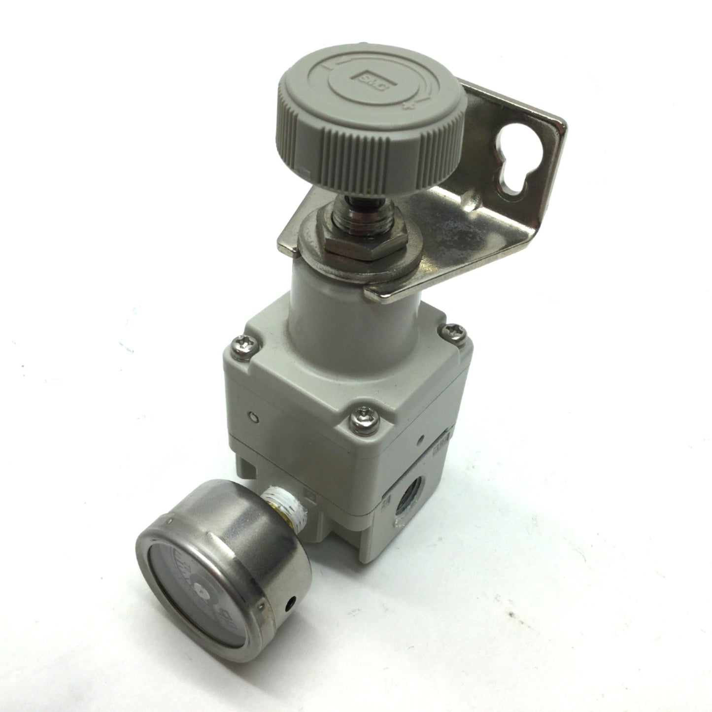 Used SMC IR1010-N01 Precision Regulator, 150psi Max Inlet, 1.4-60psi Out, 1/8" NPT