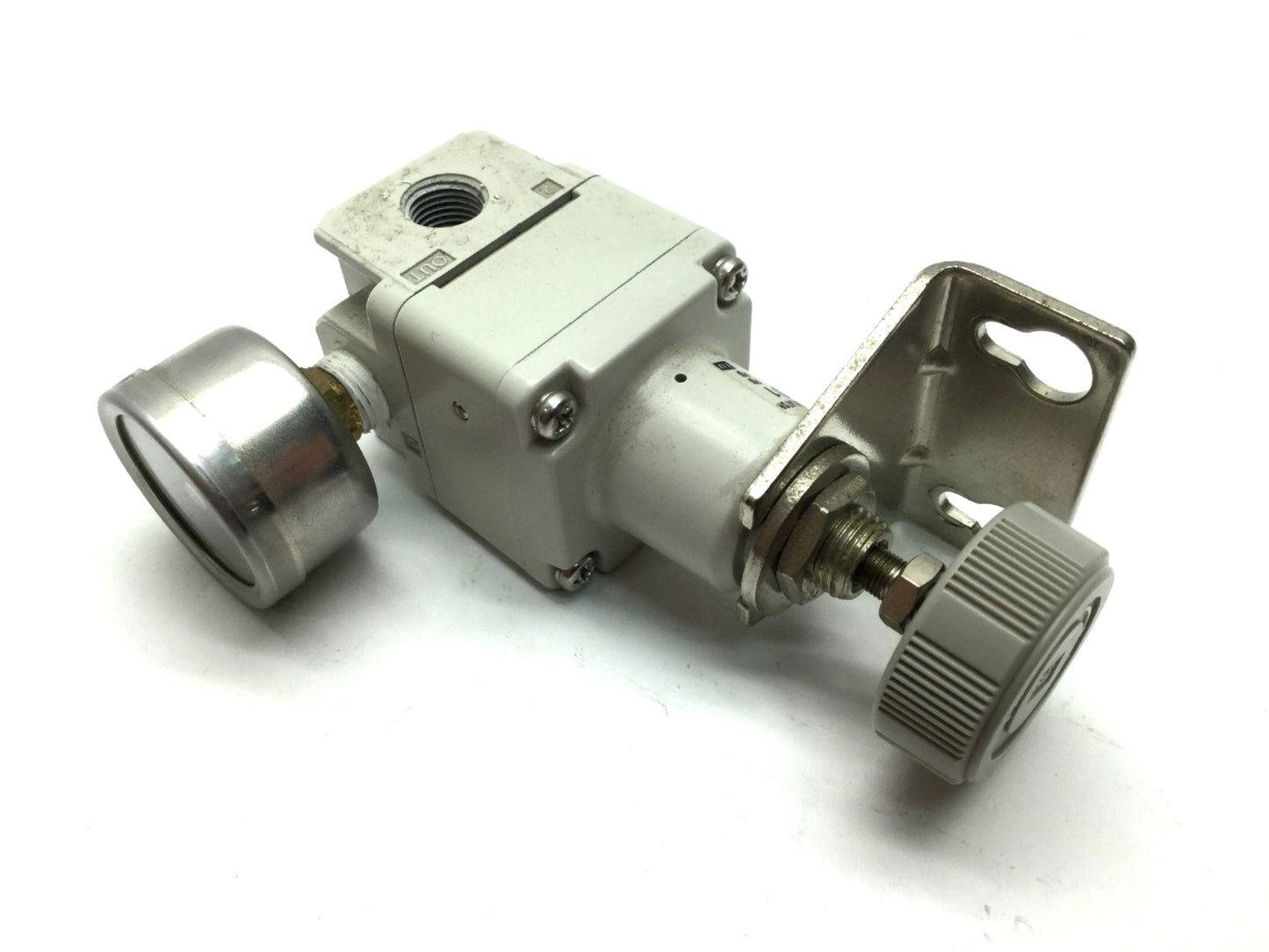 Used SMC IR1010-N01 Precision Regulator, 150psi Max Inlet, 1.4-60psi Out, 1/8" NPT
